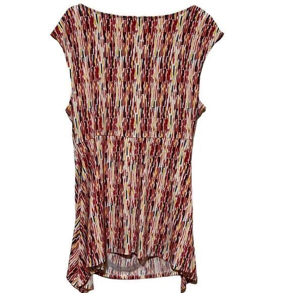 CHAUS New York Draped rouched blouse multi color sleeveless - Picture 3 of 4